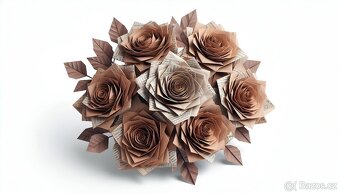 Papírová origami kytice růží - 6