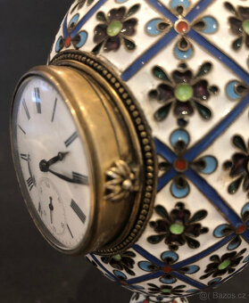 Starožitné Imperial Russian 88Silver Enamal Easter Egg - 6