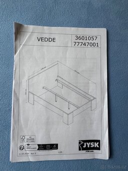 Postel VEDDE 140×200 divoký dub + matrace + rošt - 6