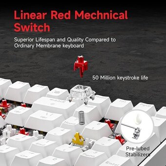Mechanicka podsvícená herní klávesnice TMKB T98SE, bílá. - 6