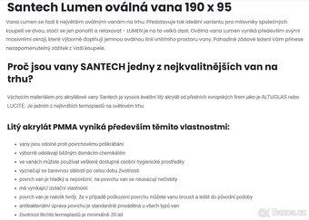 Oválná vana Santech Lumen 190 x 95 cm - 6