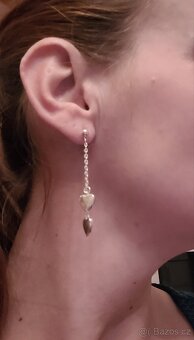 Nové dámské i dívčí stříbrné náušnice visací se srdíčky 925 - 6