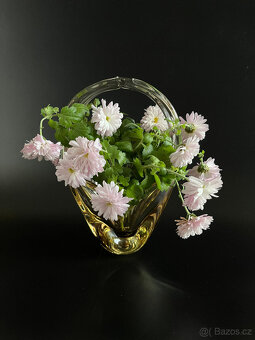 Košík 20 cm, citrínové, ambrové hutní sklo, M. Klinger - 6