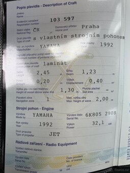 Vodní skútr Yamaha s doklady - 6