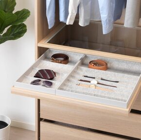 IKEA KOMPLEMENT Výsuvný podnos tmavě šedá, dub 75x58 cm - 6