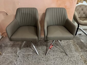 NOVÉ 2x krásné otočné jídelní křesla-židle p.kůže - 6
