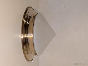 mosazný lustr, stropnice, lampa, Art Deco stínidlo - 6