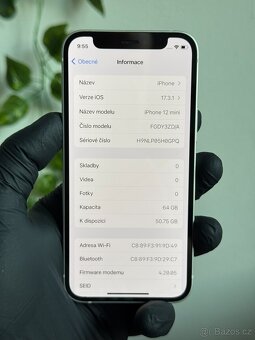 iPhone 12 mini 64GB bílý - 100% baterie - 6