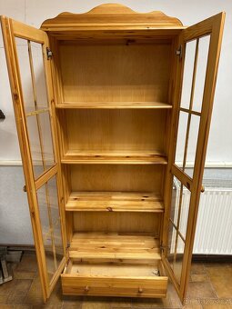 Masivní knihovna, vitrína, 100% dřevo, borovice - 6