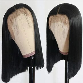 Nová černá rovná Lacefront paruka - 6
