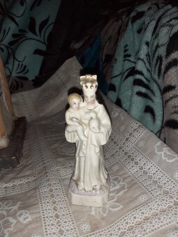 Starožitný hrací obraz, kaplička se soškou - 6