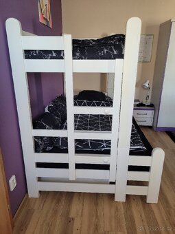 Dětská patrová postel Bivi, bílá, masiv, 120x200 a 90x200 - 6