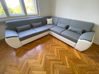 Sedací souprava ROYAL – levá, tmavě šedá/bílá - 6