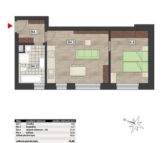 Pronájem moderního bytu 2+kk, 44m2 Zbiroh, Majerové - 6