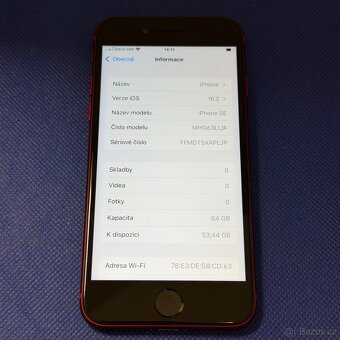 iPhone SE2020 64GB Red,nová baterie 100% - 6