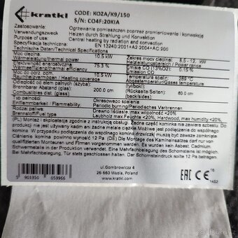 Krbová kamna Kratki k9 - 6