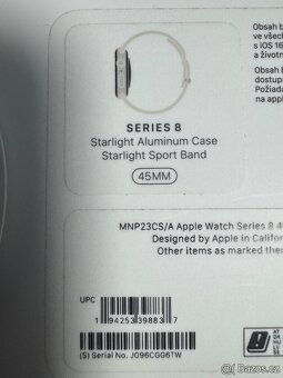 Apple Watch 8 45mm kondice baterie 100% poškrabané sklíčko s - 6