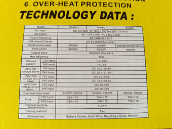 Měnič napětí 8104U, 12V/220V, 2000 W - 6