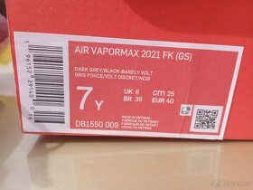Nike air vapormax 2021 fk GS dark grey black barely volt - 6