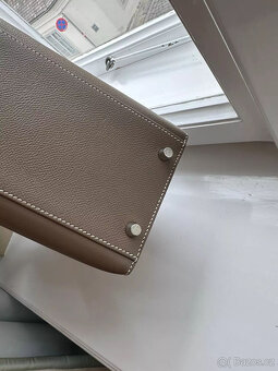 Hermes Kelly Bag 32 Etoupe S fakturou, krabicí, prachovým sá - 6