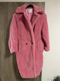 Plyšový růžový kabát vel. S - 6