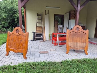 starožitná dřevěná venkovská postel antik selská ?? - 6