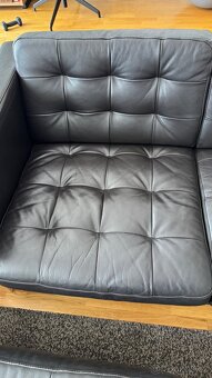 Ikea kožená pohovka tm. hnědá - 2x + podnožka - 6