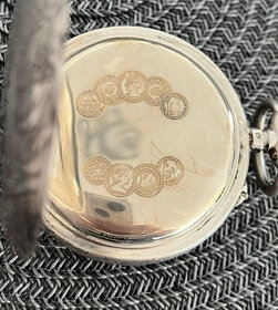 Velké stříbrné kapesní hodinky ROSKOPF s řetězem. - 6