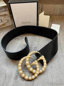 Gucci pearl kožený široký pásek - 6