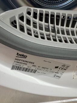 Úzká slim sušička Beko 7kg, JAKO NOVÁ,HDF 7439CSSX - 6