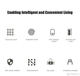 Inteligentní zámek dveří Tuya, s otiskem prstu - 6