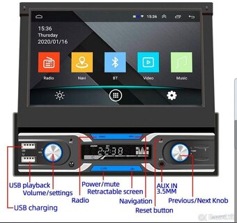 Autorádio s výsuvným displejem 7" Apple car, android auto , - 6
