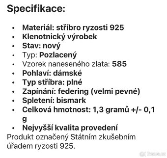 Pozlacený stříbrný náramek dámský. - 6