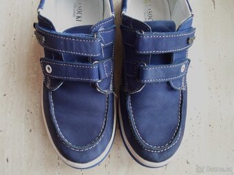 Modré bílé boty polobotky kožené - 35 - 6