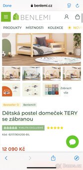 Benlemi domečková postel 200x90 cm (bílá) - 6
