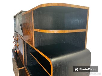 Starožitná knihovna leštěný ořech – vrcholné Art Deco - 6