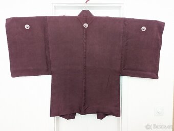 Vínové hedvábné pánské haori - 6