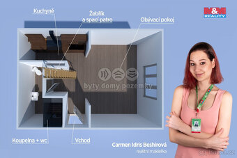 Pronájem bytu 1+kk, 26 m², Zdice, ul. Palackého náměstí - 6