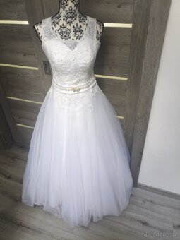 Krajkovo-tylové svatební šaty 36/38/40 - 6