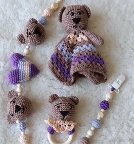 Háčkovaná sada pro miminko medvídek - 6