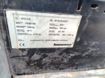 Prodám el. vysokozdvižný vozík Jungheinrich EFG 316 - 6