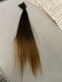 Středoevropské vlasy k prodloužení keratinem / ombre, hnědé - 6