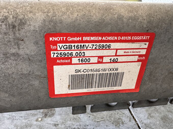 Náprava KNOTT 1600kg VGB16MV - 6