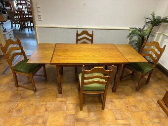 Rustikální jídelní set. Rozkládací stůl + 4 židle. - 6