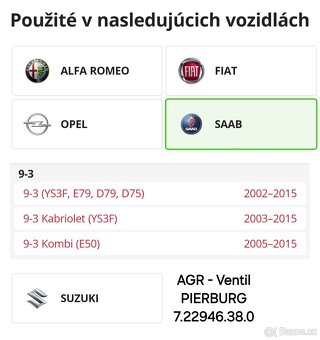 AGR - Ventil PIERBURG ALFA, FIAT, OPEL, SAAB, SUZUKI. - 6