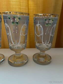 Starožitná grogovka, secese, smalt - 4 ks - 6