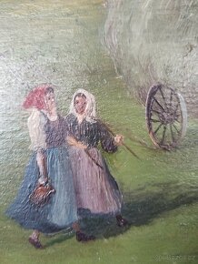 obraz - SENOSEČ, olej, sign. Emil Strecker cca r.1890 - 6