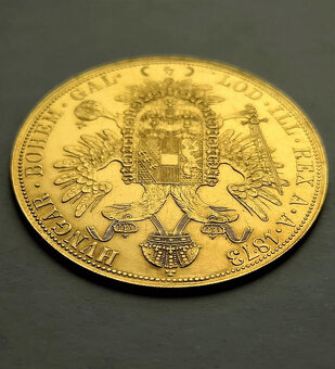 Zlatý R-U 4 Dukát 1873, velmi vzácný, TOP stav. - 6