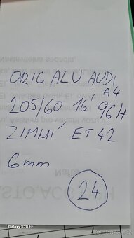 ORIG ALU AUDI A4,5X112 - 205/60/16 96H ET 42 ZIMNÍ Č - 24 - 6