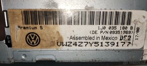Originální autorádio VW Premium 5 +VW CD přehrávač - 6